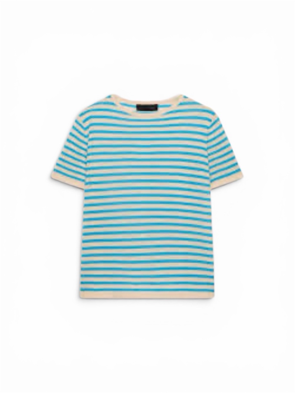 Zara Striped Blue and Cream Short-Sleeve Top